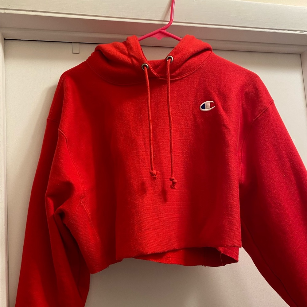 Small Champion Red cropped hoodie